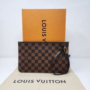 Authentic Louis Vuitton Neverfull Damier Ebene Pouch Pochette Wristlet